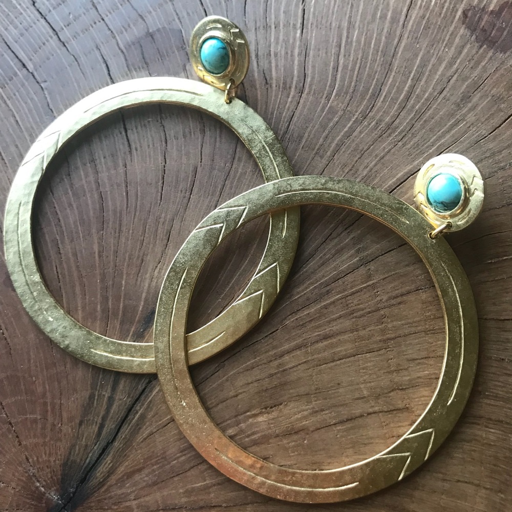 The2Bandits Big Tex Earrings - Gold & Turquoise